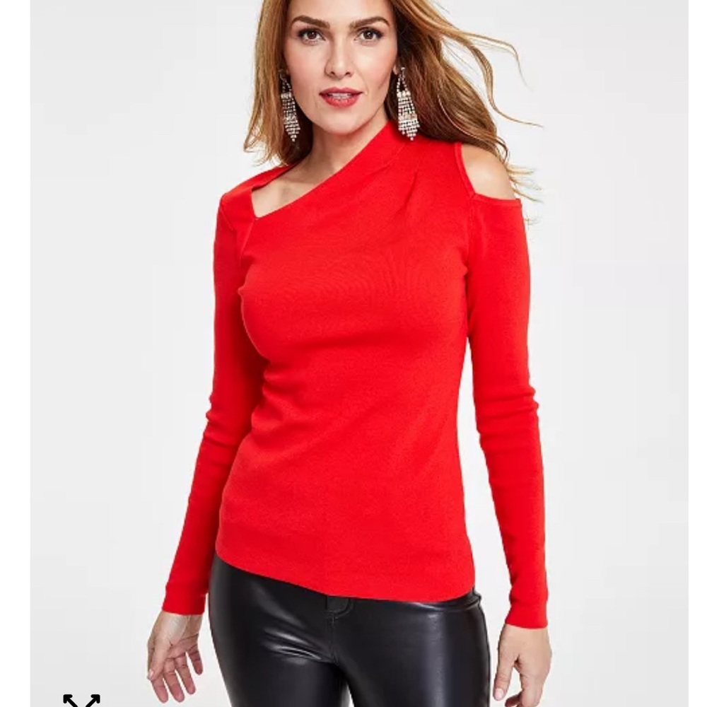 INC asymmetrical cold shoulder sweater Large - Picture 2 of 5